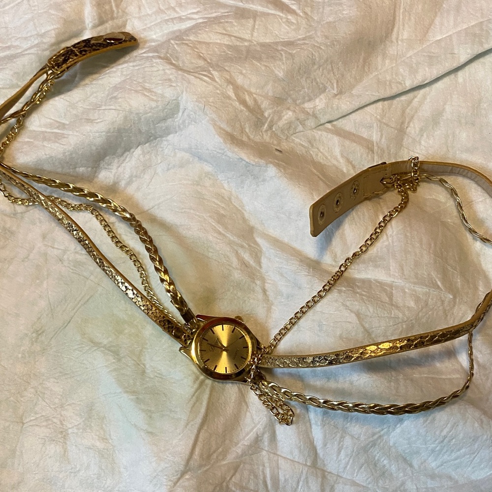 Gold Chain Watch with Braided Strap